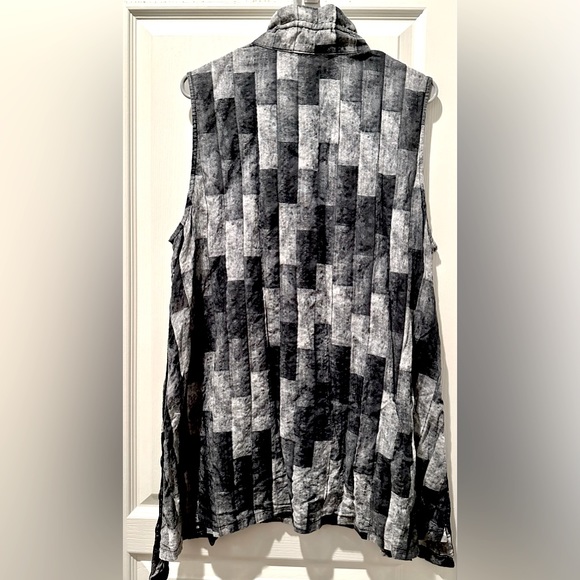 Terra SJ Apparel Wired Collar Abstract Mosaic Lagenlook Button Front Tunic Vest - Picture 6 of 9